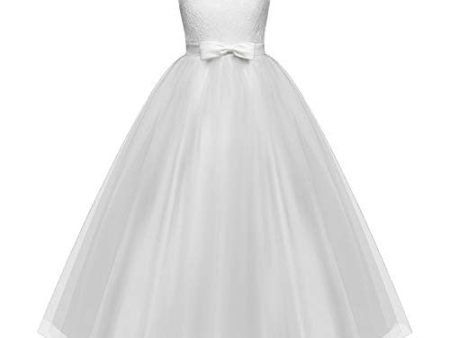 Ttyaovo Vestido de Fiesta de Boda Bordado con Gasa para niños Tamaño 8-9 años Blanco Reacondicionado Online Sale